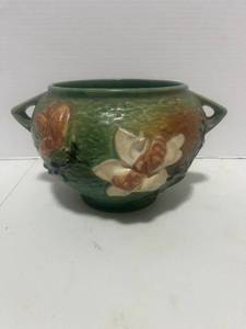 Vintage Roseville Art Pottery Jardiniere Green Magnolia