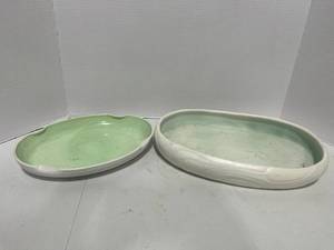 MCM California Potter Oval Flower Bowl and Jadeite Green & Vitrock Platter Bowl