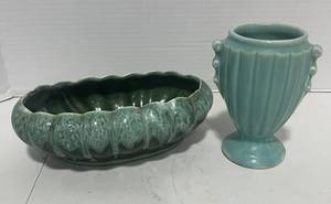 Small USA Pottery Art Deco Vase Urn and Ungemach Pottery Planter