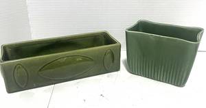 Vintage Haeger Green Planter and Green McCoy Planter