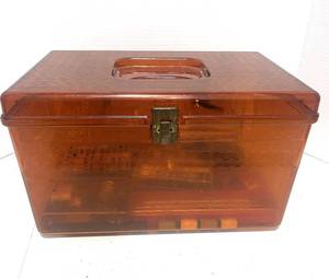 Vintage Wil-Hold Wilson Amber Sewing Box with Contents