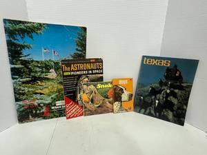 5 Vintage Books Maps, Snakes, Dogs, Texas and Astronauts