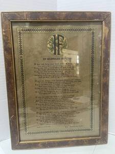 Antique 1910 Framed Print of Kiplins If Poem