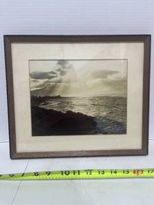 Vintage Framed Ocean Photograph