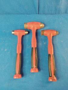 Snap-on Dead Blow Ball Peen Hammer set features a bright red, soft-grip handle designed for reducing vibration