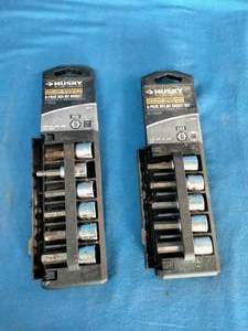 Husky 6-piece socket sets, featuring both metric and SAE hex bit sockets.