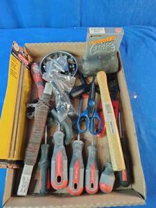 Assortment of miscellaneous hand tools and hardware supplies,
