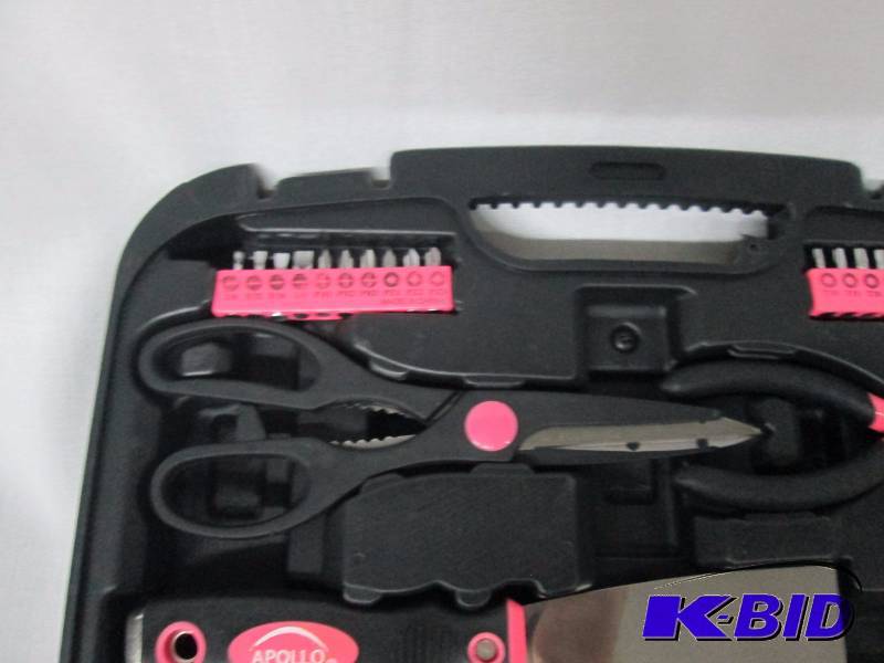 lot 25 image: Apollo Tools 135 pc. Pink Household Tool Kit