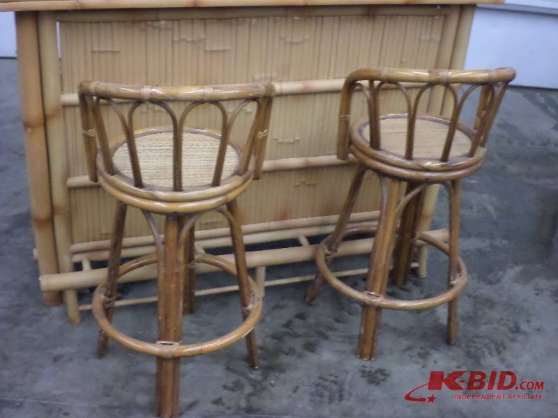 lot 80 image: Unique Bamboo Style Tiki Bar Set Wi...