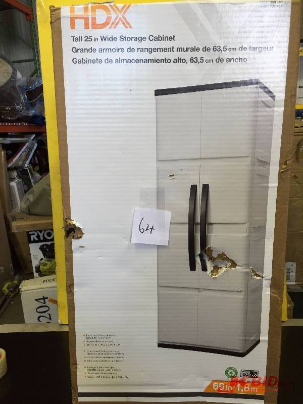 lot 64 image: HDX Tall 25 in Wide Storage Cabinet