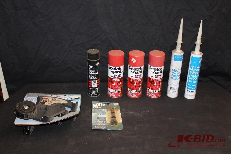 Adhesives, Fabric Protector, and Masking Tape Dispencer