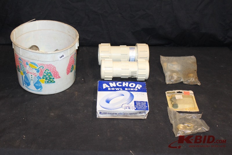 PVC Compression Couplings, bowl ring and assorted plumbing supplies
