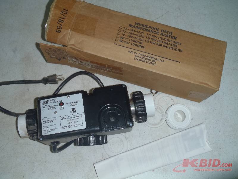 lot 148 image: Hydro-Products 12-784-4430S Hydromassage Bath Heater
