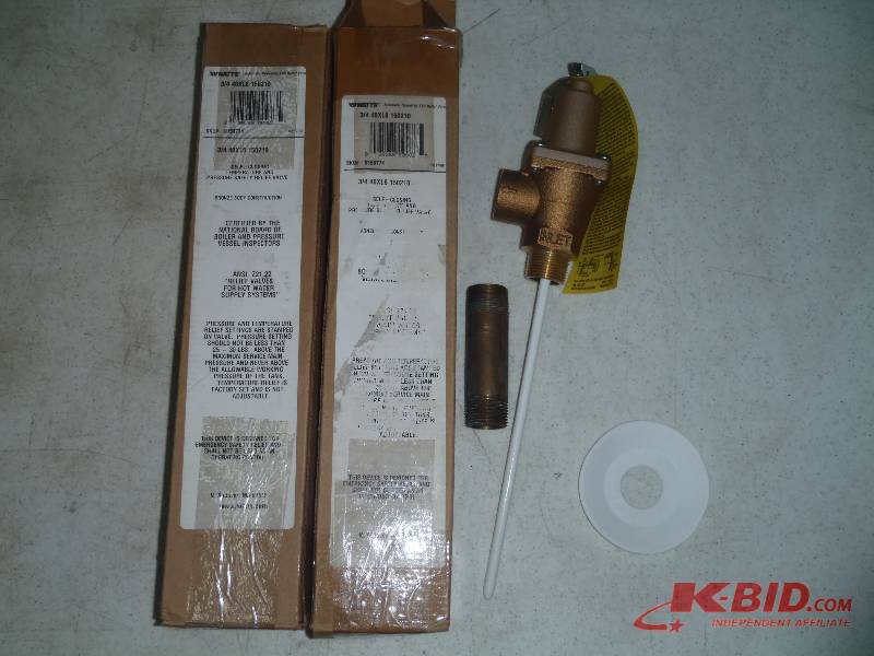 lot 172 image: Two (2) Watts 0158774 34 40XL8 150210 Temperature & Pressure Relief Valve