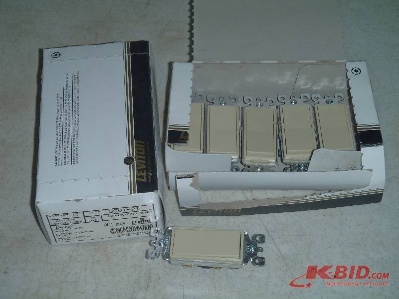 lot 245 image: Leviton 5601-2I Ivory Single Pole Switches (16 Total)