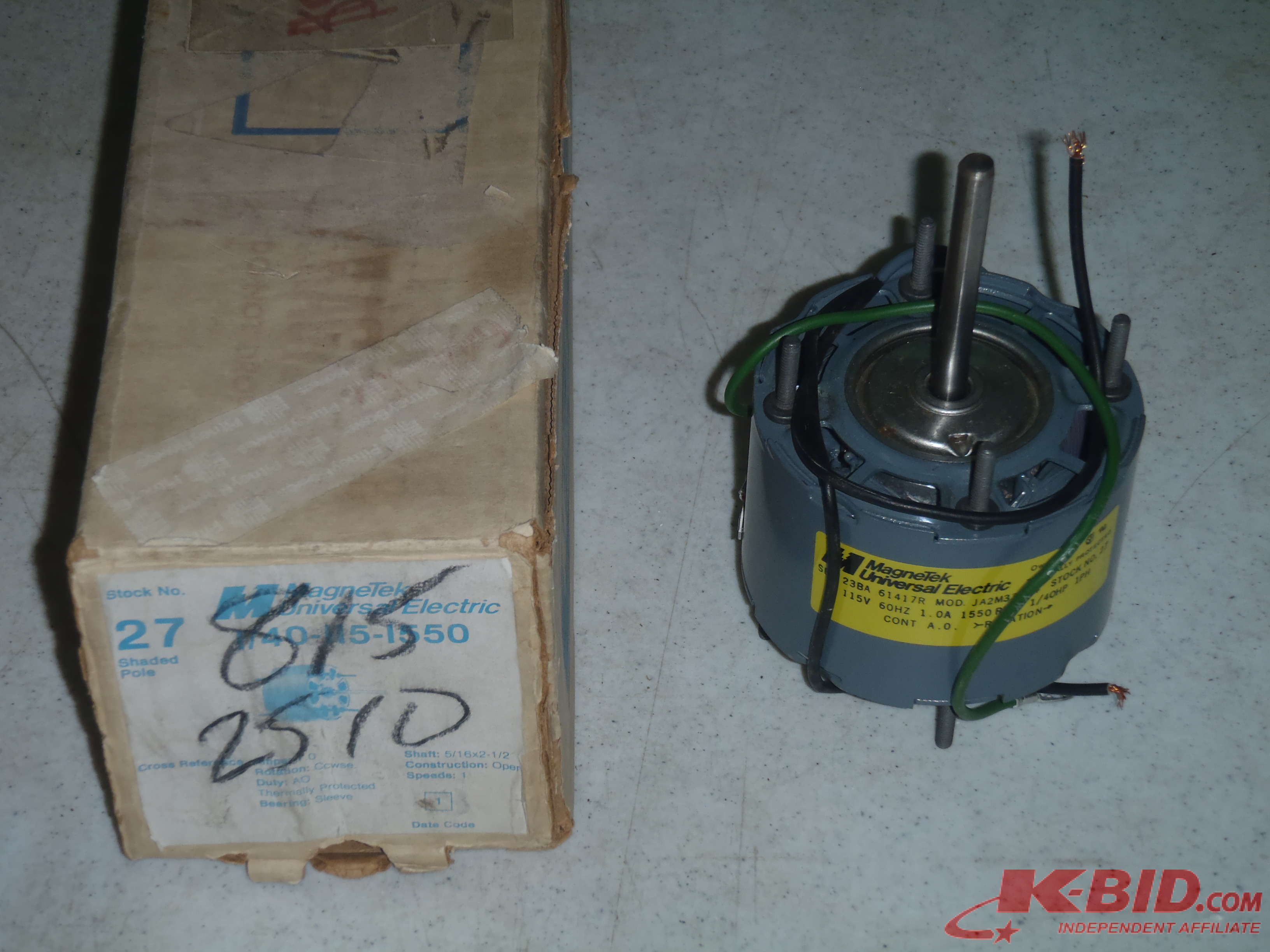 lot 256 image: Magnetek 27 Shaded Pole Motor