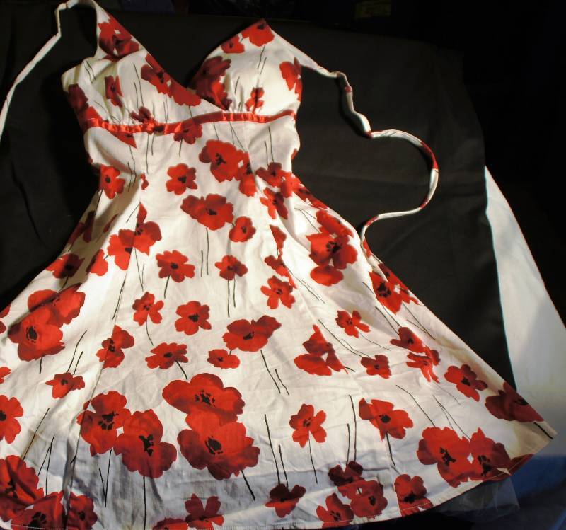 Teen - White Dress with Red Flowers (Morgan Forever) - Size 34
