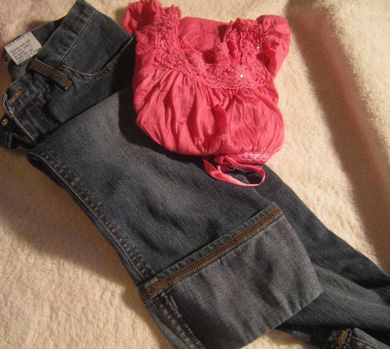 My Michelle Pink Top Size 10 and Mudd Crop Blue Jeans Size 12