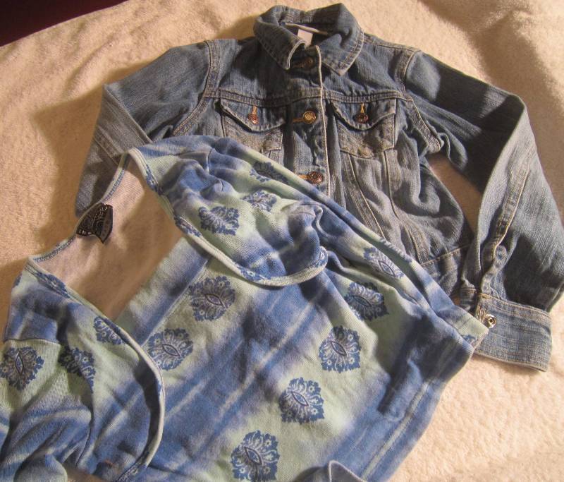 Old Navy Blue Jean Jacket - Size S (7-8) and Great Escape Blue Top - Size S (7-8)