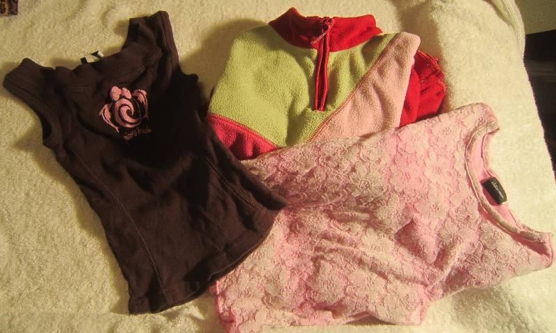 Childrens Place Red Sweat Shirt, Tipsy Brown Tank Top & Pink Top - Size 7 - 8