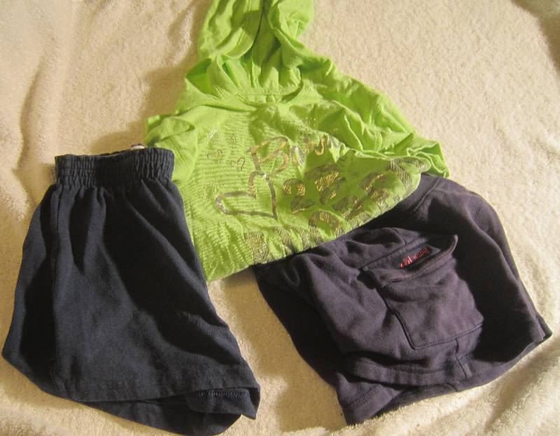Green Hoodie Shirt - Size 8, Blue Shorts and Old Navy Blue Shorts - Size 8