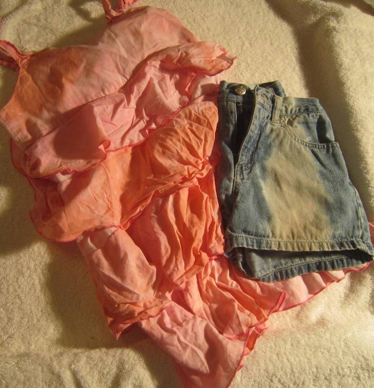 Pink Dress and Bubble Gum Blue Jean Shorts - Size 8
