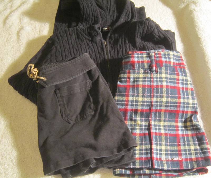 Limited Too Black Skort - Size 10, Abercrombie Plaid Skirt - Size 12 and Style and Co Black Hooded Sweater Zipper - Size S