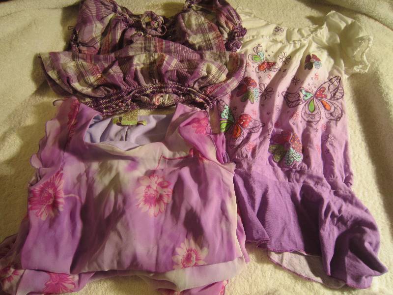 Jonathan Martin Purple Dress - Size 14, Purple Plaid Top - Size L and Purple and White Top - Size 14-16