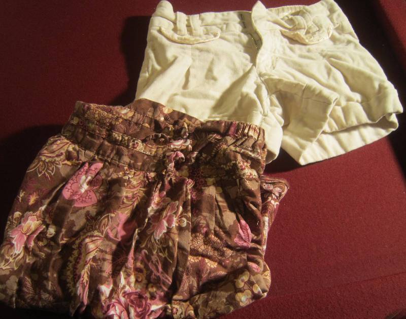 Size 7 - 8 Brown Patterned Skirt and Size 8 Limited Too Cream Shorts