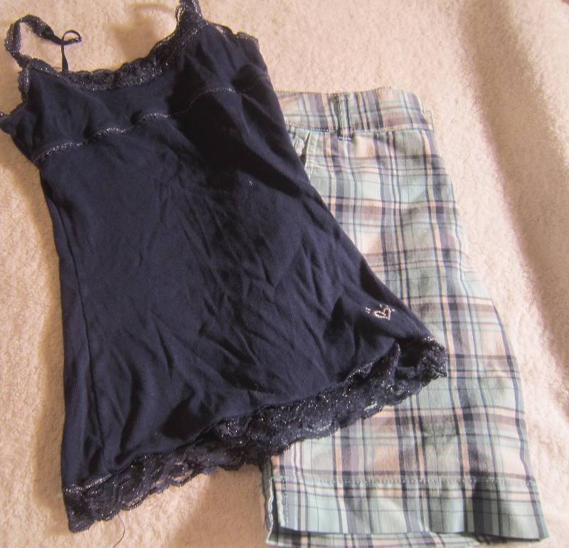 Justice Blue Camisole Size 10 and Limited Too Plaid Shorts - Size 10