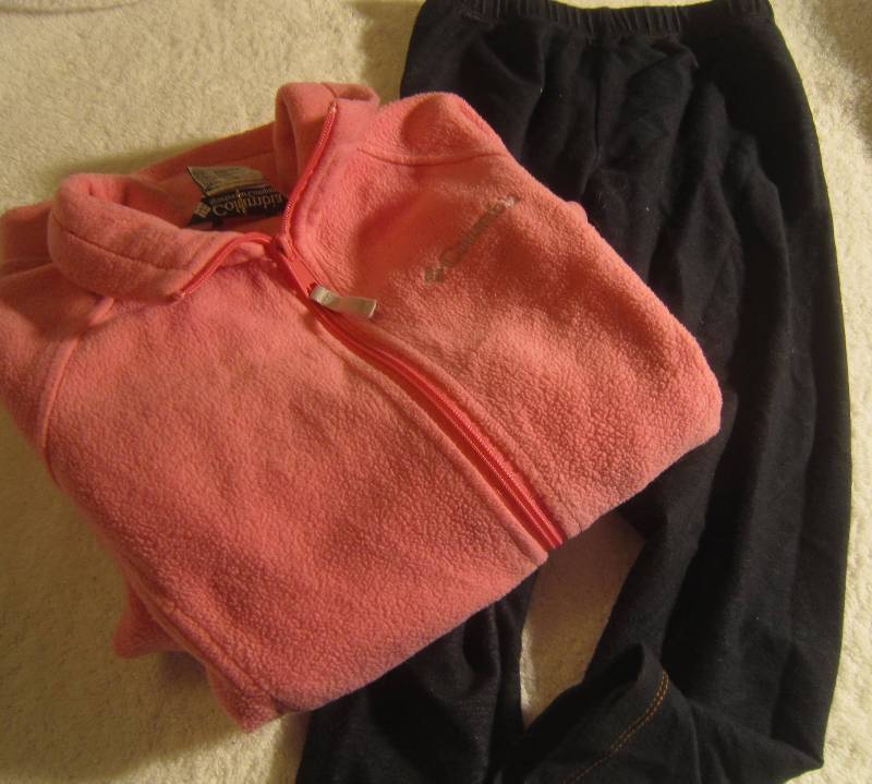 Black Leggings and Columia Pink Jacket - Size 10 -12