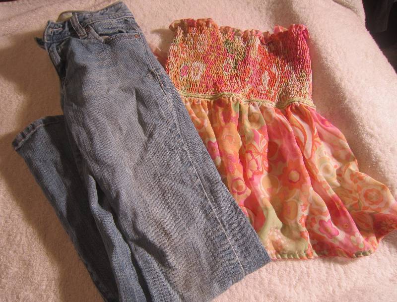 Childrens Place Top - Size 10 - 12 and Old Navy Blue Jeans - Size 10 Slim
