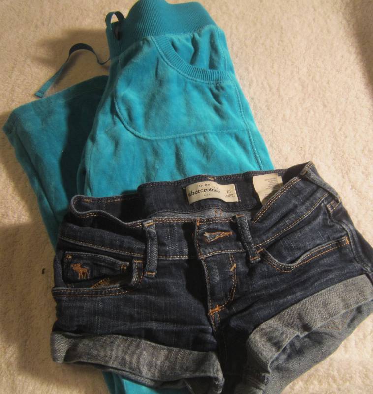 Abercrombie Jean Shorts - Size 10 and BlueGreen Sweat Pants - Size 10 - 12
