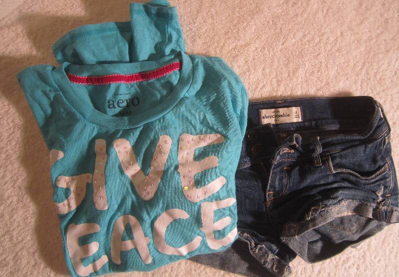 Abercrombie Jean Shorts - Size 12 and Aero Give Peace - Size M