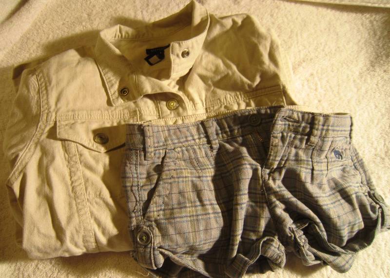 Abercrombie Plaid Shorts - Size Teen S and Gap Tan Jean Jacket Teen M