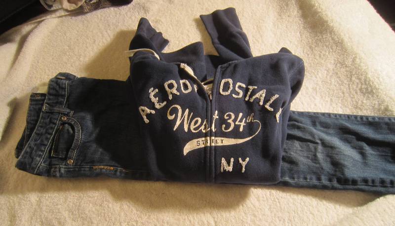 Old Navy Blue Jeans Size - 12 Plus and Aeropostale Blue Sweat Shirt - Teen M