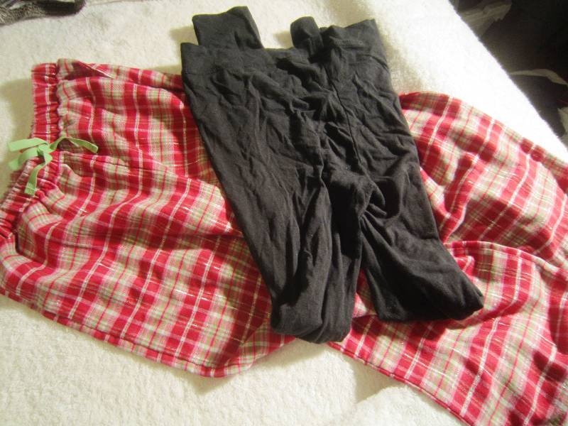 Teen Pajama Pants Plaid and Black Stretch Pants - Size M