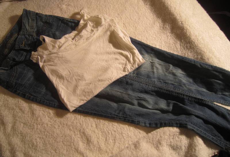 Gap White Camisole Teen M and Skinny Blue Jeans Size unknown