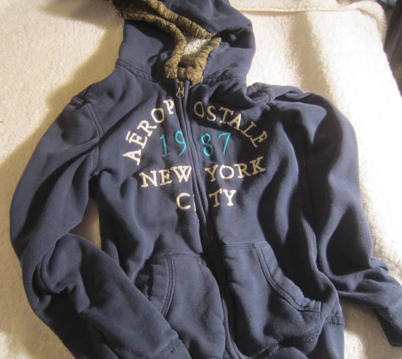 Aeropostale Blue Sweat Shirt Hoodie with Zipper - Teen M