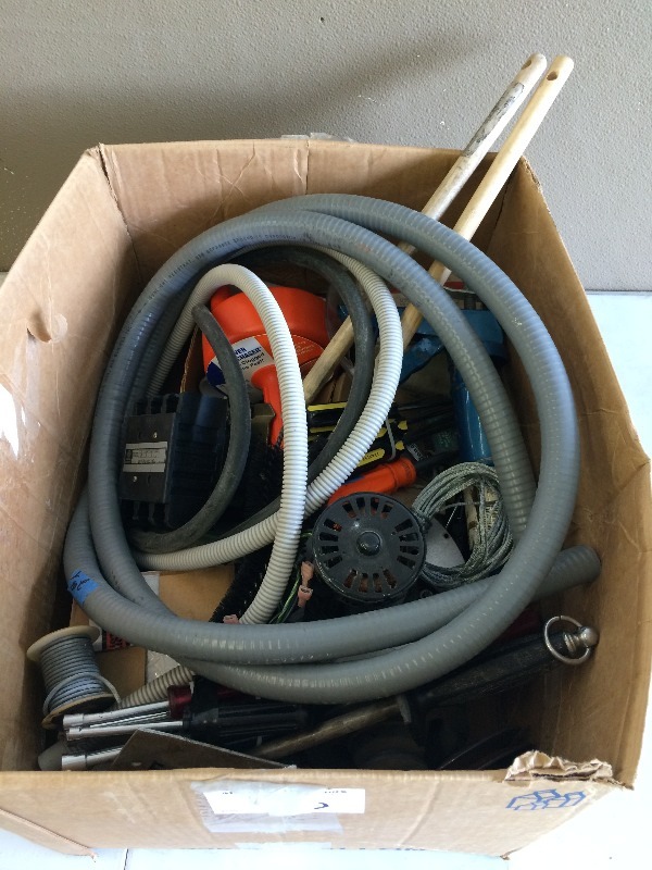 lot 20 image: Large lot of misc items - parts, tools,, solder, inducer motor kit, contractor