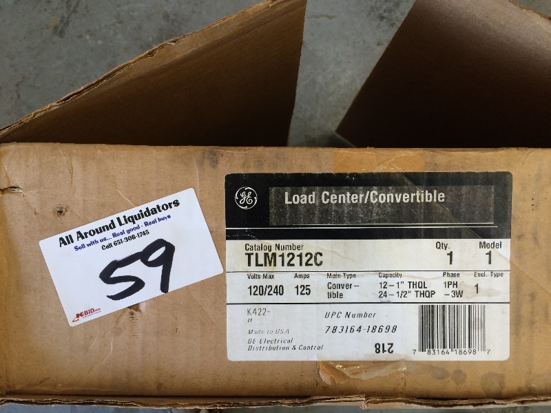 lot 59 image: GE 125 Amp Load Center  - New in box - never used