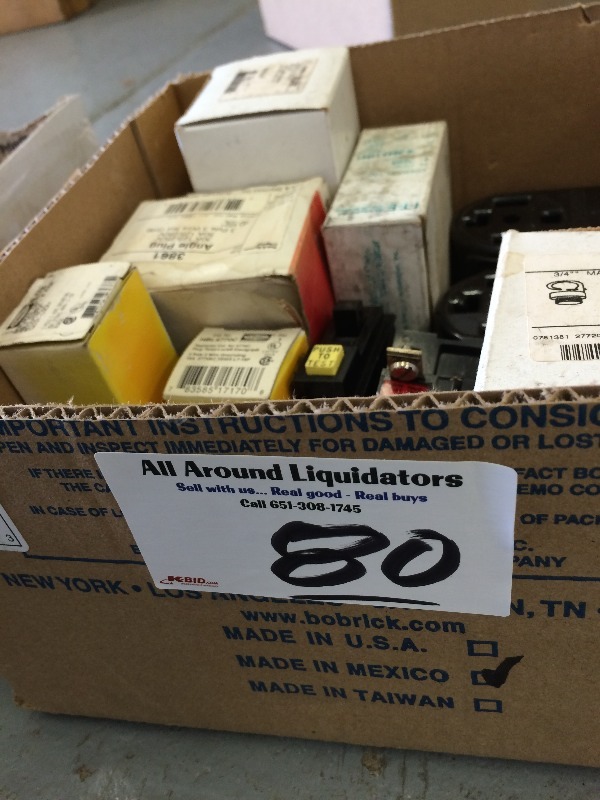 lot 80 image: Assorted lot of Breakers, plugs - many of which are new