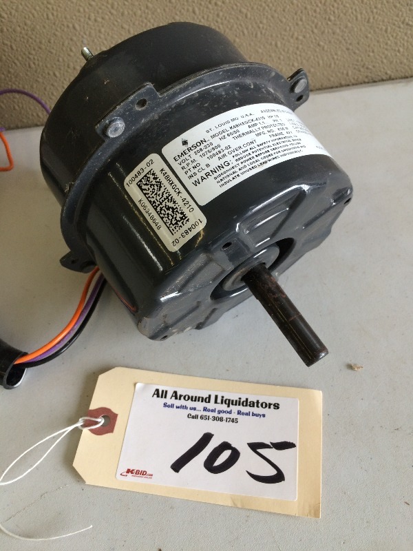 lot 105 image: Emerson Condenser Fan Motor  15 hp, 208230 volt, 1075800 rpm