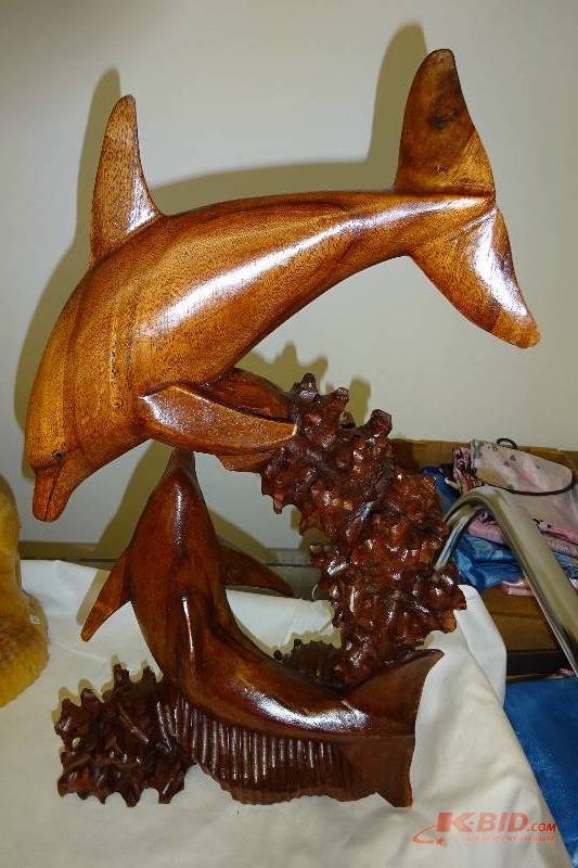 Wood Dolphin Statue