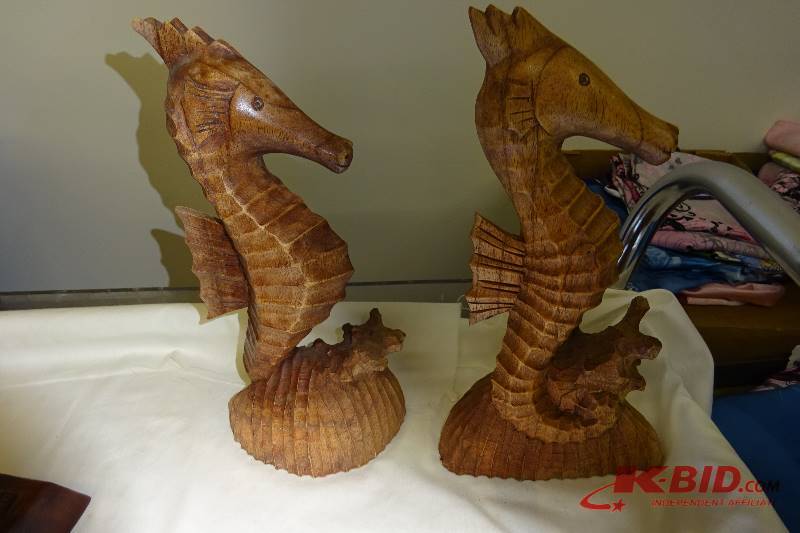 2 Sea Horses Wooden statues