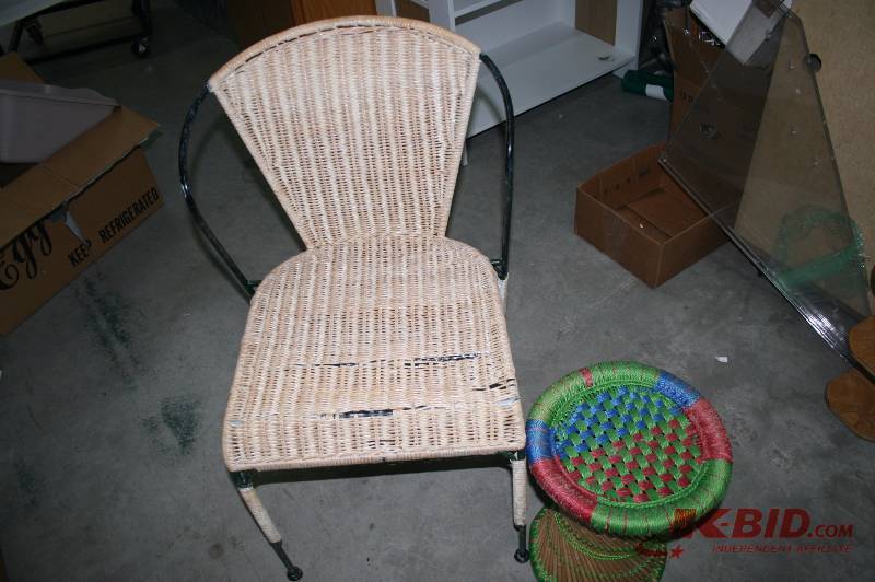 Wicker Chair and handmade stool