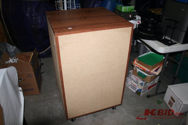 Rolling Open back cabinet with shelf