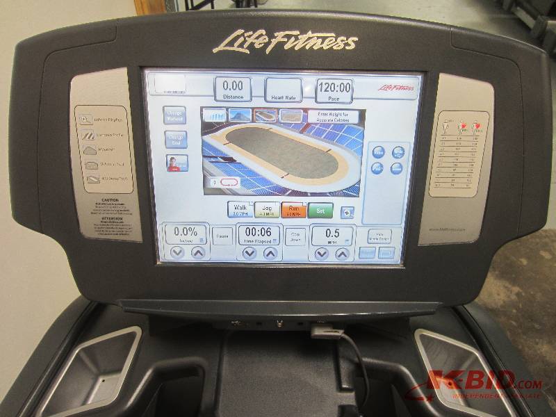 lot 14 image: Life Fitness 95T Engage Treadmuill.  Large touch screen.