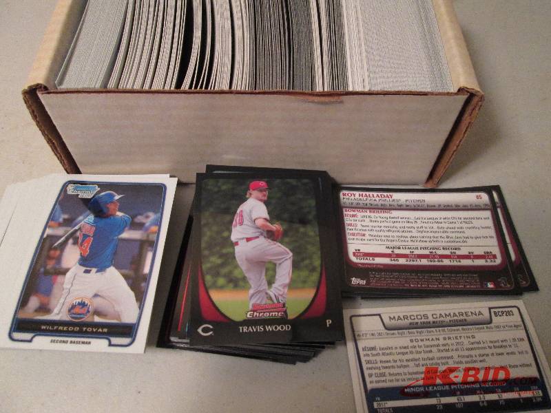 lot 2 image: Box of 2009 - 2012 Bowman Chrome ba...