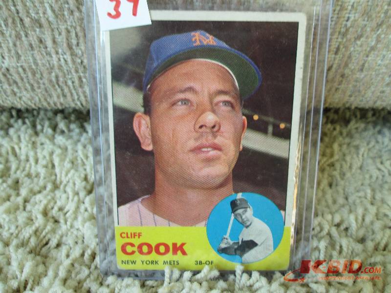 lot 39 image: 1963 Topps Cliff Cook sports card...